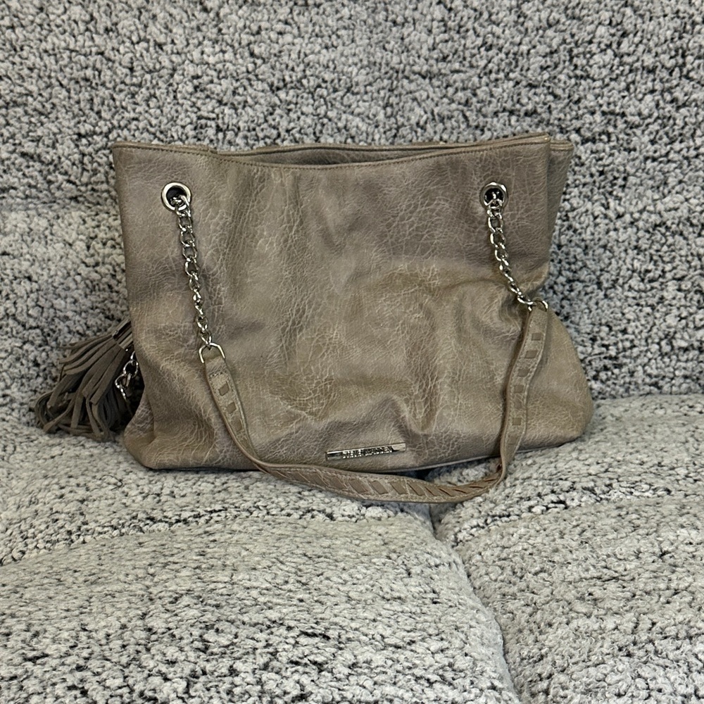 Steve Madden Taupe faux Leather Chain-Handle Shoulder Bag - Picture 1 of 5